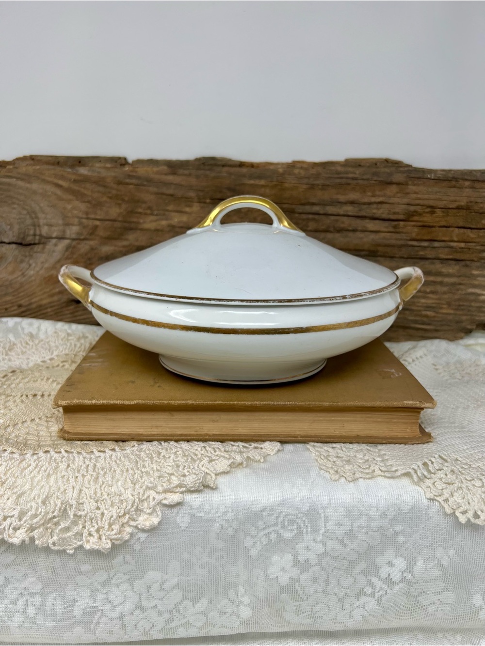 Antique Noritake covered vegetable bowl in the Mystery #228 pattern